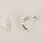Design Collection Silver-Tone CZ Pave Half Hoop Earrings - image 1