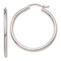 Gold Classics(tm) 10kt. White Gold Polished 26mm Tube Hoop Earrings