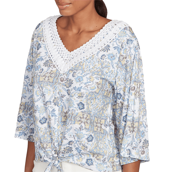 Womens Skye''s The Limit Quiet Wave Patchwork Crochet Blouse