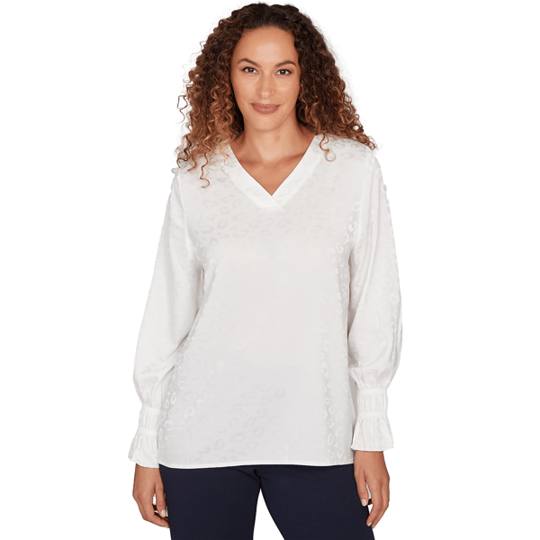 Womens Emaline Golden Nautica Long Sleeve Overlapped V-Neck Blou - image 