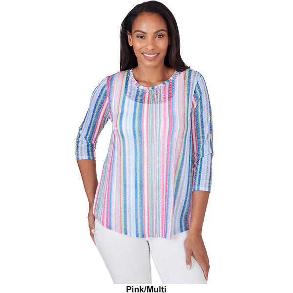 Womens Ruby Rd. Must Haves II Knit Candy Stripe Tee