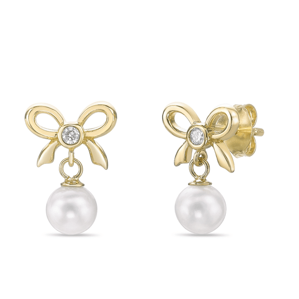 Brilliant Grown Lab-Grown Diamond Bow Accent Earrings - image 
