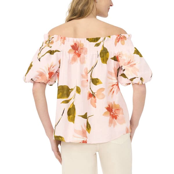 Womens Cece Off the Shoulder Ruffle Smocked Neck Floral Blouse