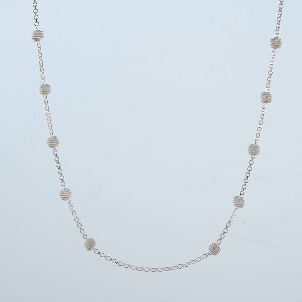 Roman Silver-Tone Jute Bead Necklace - image 