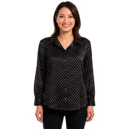 Juniors Love Tree Dot Satin Tunic Shirt