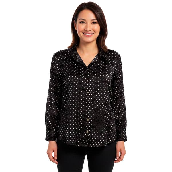 Juniors Love Tree Dot Satin Tunic Shirt - image 