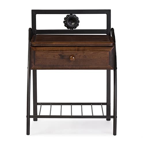 Baxton Studio Jevenci Metal and Walnut Brown Wood Nightstand