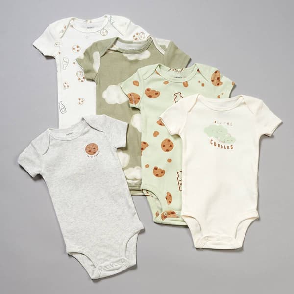 Baby Unisex &#40;NB-24M&#41; Carters&#40;R&#41; 5pk. Milk & Cookies Bodysuits - image 