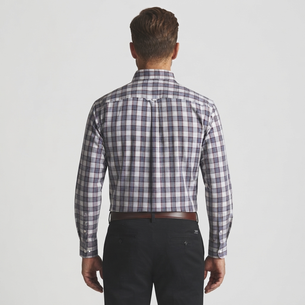Mens Chaps Long Sleeve Stretch Plaid Button Down - Port
