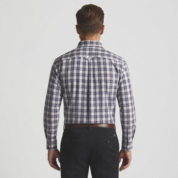 Mens Chaps Long Sleeve Stretch Plaid Button Down - Port