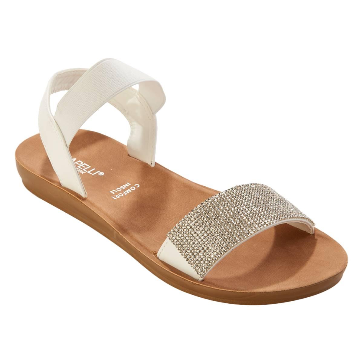 Womens Capelli New York Faux Leather Rhinestone Slingback Sandals