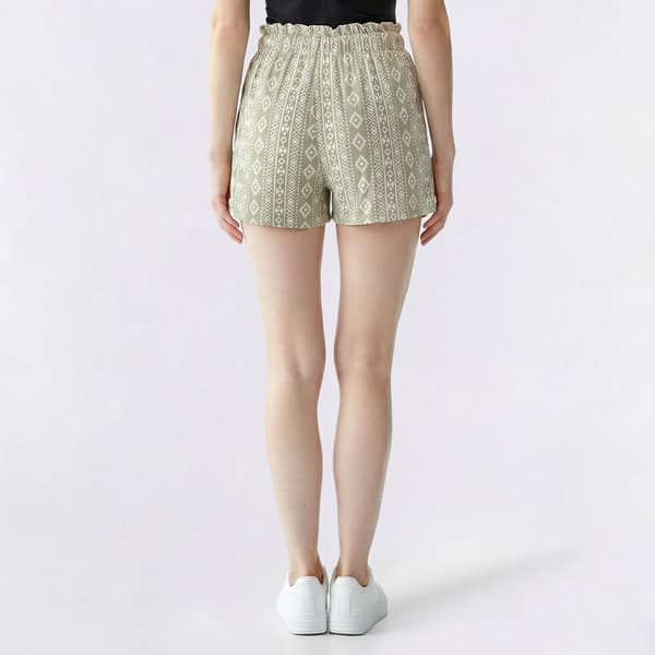 Juniors Derek Heart Aztec Yum Paper Bag Rope Belt Shorts-Seagrass