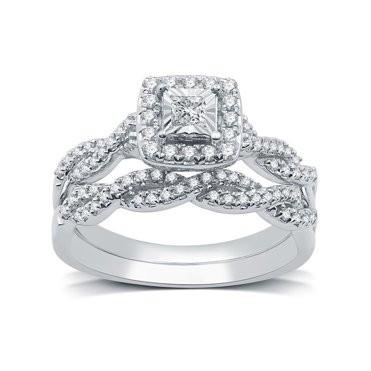 Nova Star(R) Lab Grown Diamond Halo Twisted Shank Bridal Set