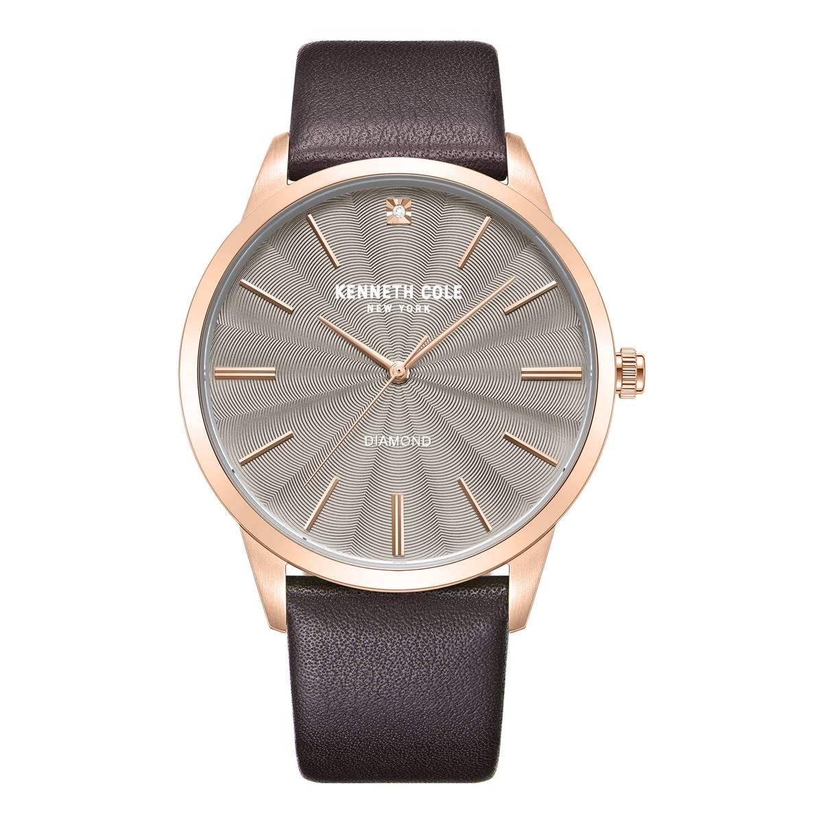 Mens Kenneth Cole(R) Rose Gold Warm Grey Dial Watch - KCWGA2122904
