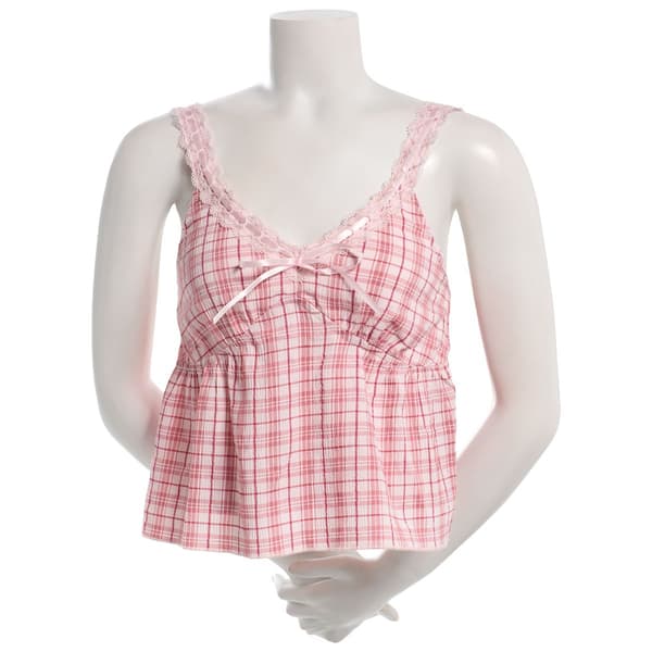 Juniors Madden Girl Plaid Lace Trim Triangle Camisole - image 
