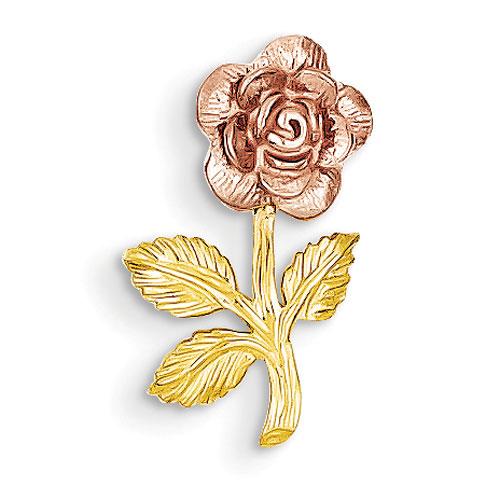 Gold Classics(tm) 14kt. Two Tone Mini Pink Rose Charm