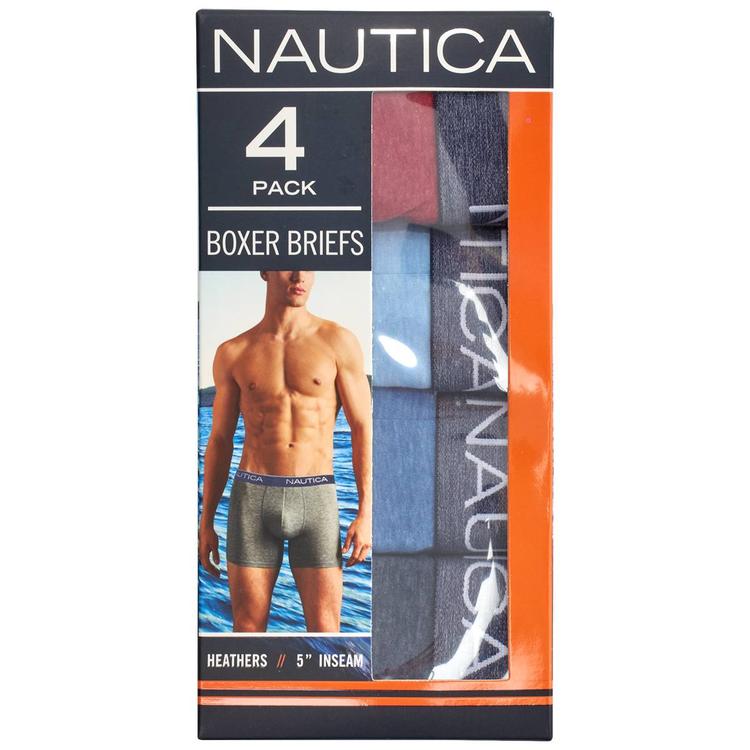 Mens Nautica 4pk. Marled Boxer Briefs - Red/Blue