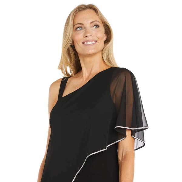 Womens R&M Richards Asymmetric Rhinestone Trim Capelet Jumpsuit
