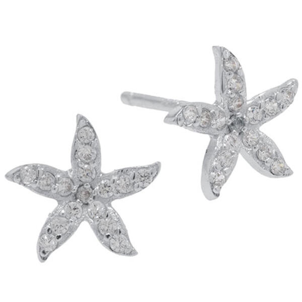 Sterling Silver Textured Starfish Stud Earrings - image 