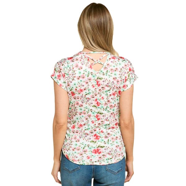 Womens Due Time Short Sleeve Cross Back Floral Maternity Top