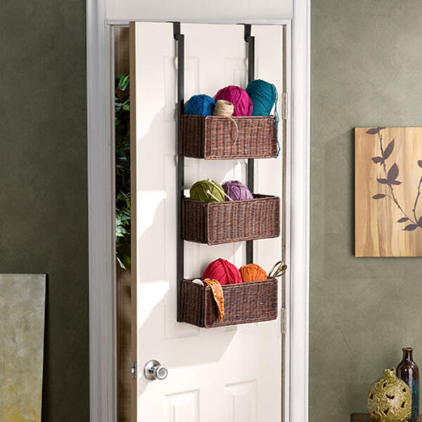 Southern Enterprises Over The Door 3-Tier Basket Storage - image 