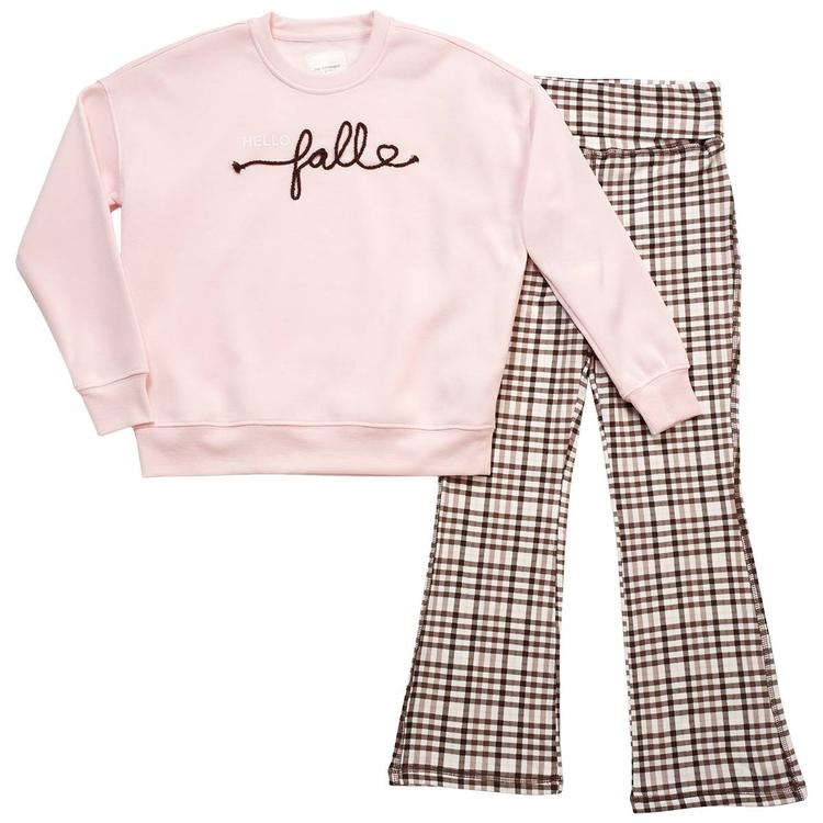 Girls (7-16)No Comment Hello Fall Crew w/Foldover Flared Leggings