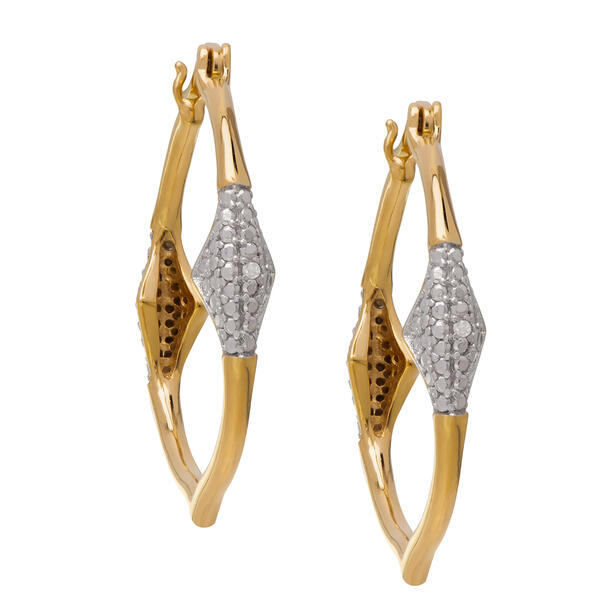 Gianni Argento Gold over Silver Marquise Shape Hoop Earrings - image 