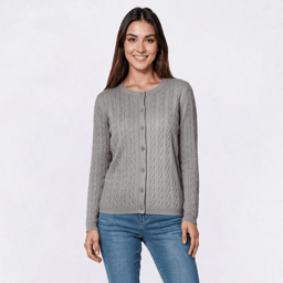 Womens Preswick & Moore(R) Long Sleeve Cable Button Cardigan