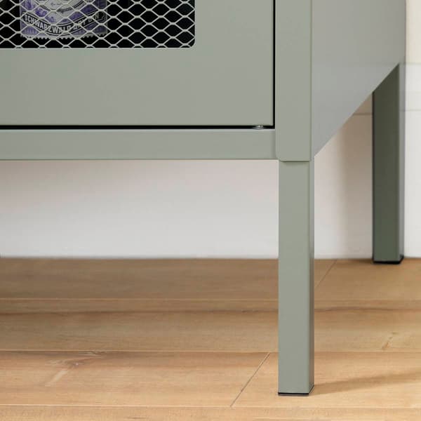 South Shore Crea Sage Green Metal Mesh 2-Door Accent Cabinet