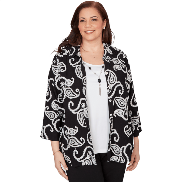 Plus Size Alfred Dunner Crowd Pleaser Paisley Embroidered Two In