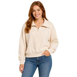 Juniors Pink Rose Marled Fleece Mock Neck Pullover Top