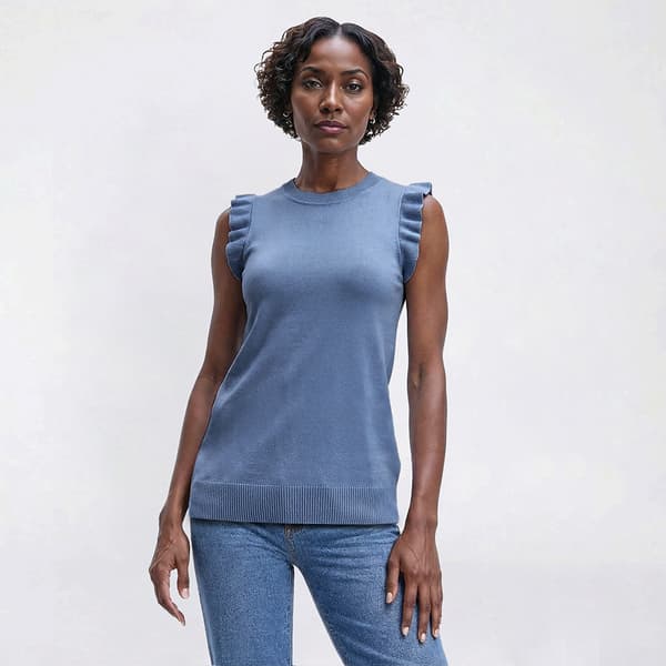 Petite Rio & Rian Extended Sleeve Ruffle Solid Sweater - image 