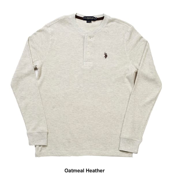 Mens U.S. Polo Assn.&#174; Solid Thermal 3 Button Henley