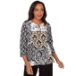 Petite Alfred Dunner Classics 3/4 Sleeve Geometric Blouse - image 1