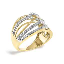 Haus of Brilliance 14kt. Gold Plated Diamond Crossover Ring