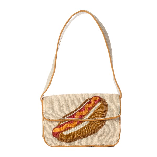 SOL and MER Beaded Hot Dog Baguette Shoulder Bag