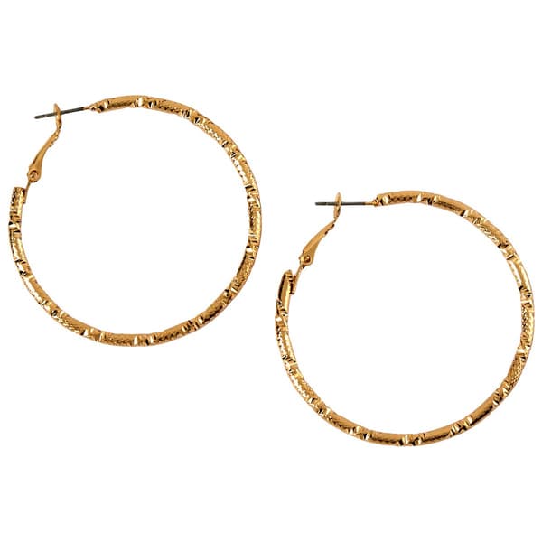Design Collection Silver Diamond Cut Clutch Hoop Earrings - image 