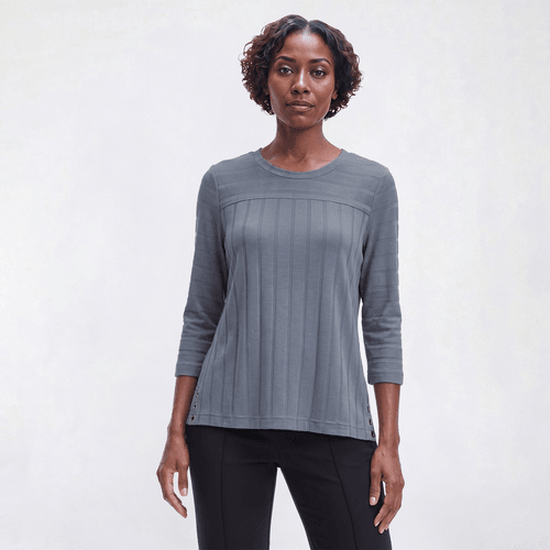Petite Hasting & Smith 3/4 Sleeve Ribbed Grommet Blouse