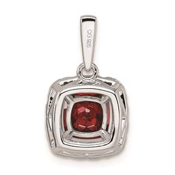 Pure Fire 14kt White Gold Lab Grown Diamond & Garnet Halo Pendant