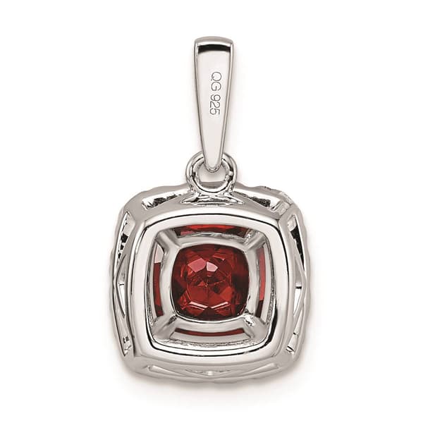 Pure Fire 14kt White Gold Lab Grown Diamond & Garnet Halo Pendant