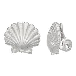 Napier Silver-Tone Seashell Stud Clip Earrings
