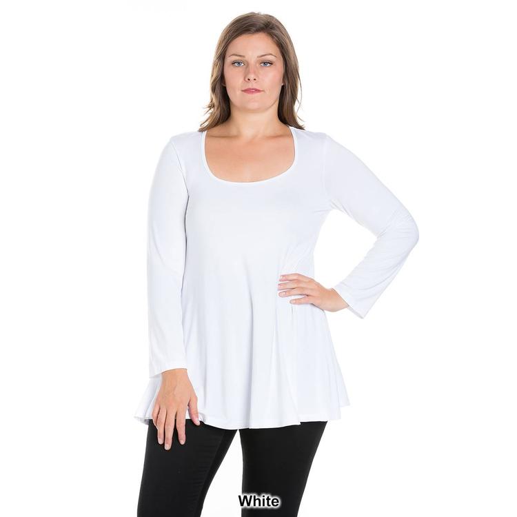 Plus Size 24/7 Comfort Apparel Poised Long Sleeve Swing Tunic