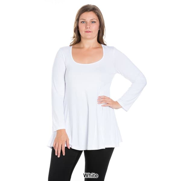 Plus Size 24/7 Comfort Apparel Poised Long Sleeve Swing Tunic