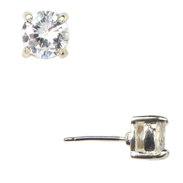 Anne Klein Silver-Tone Crystal Stud Earrings - image 