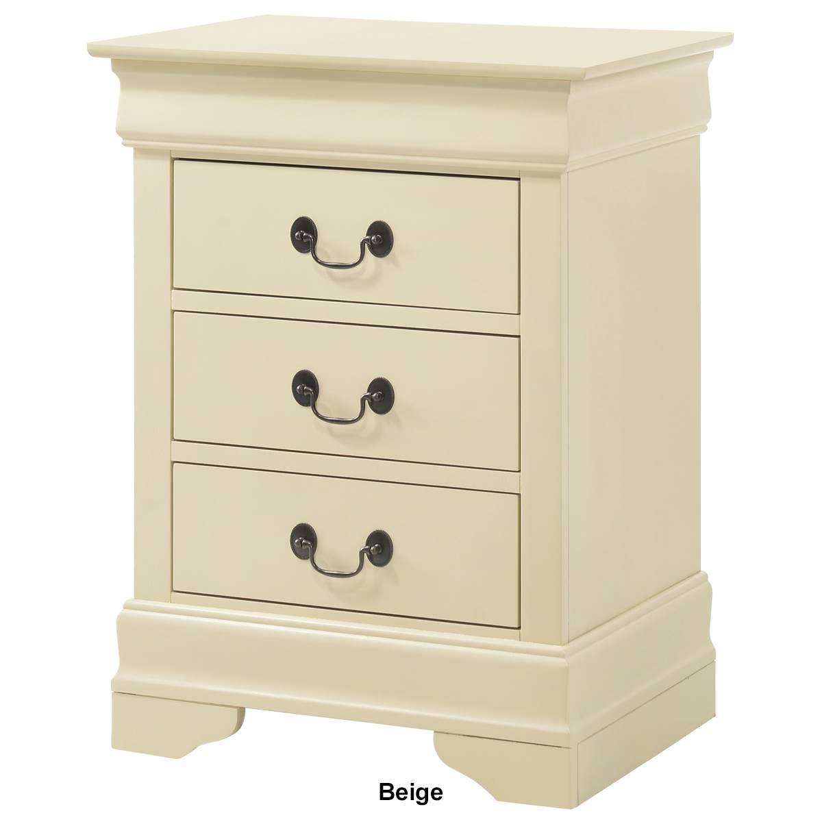 Passion Furniture Louis Philippe 3-Drawer Nightstand