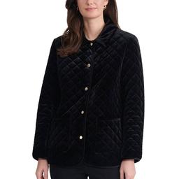 Petite Jones New York Snap Front Velvet Quilted Jacket