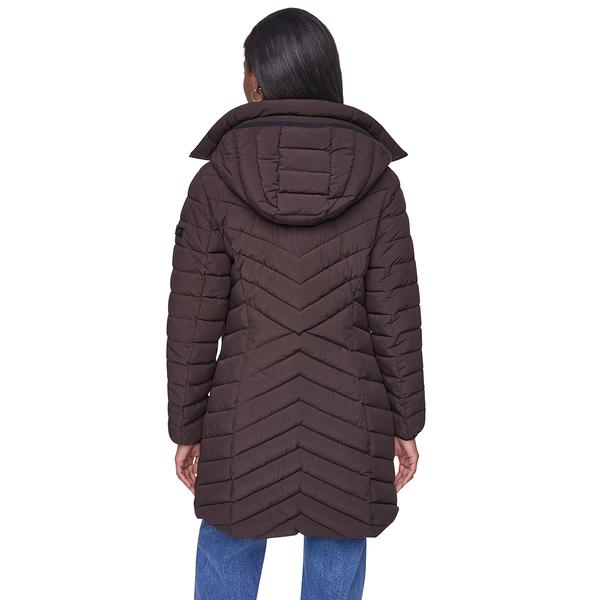 Womens DKNY Stretch Down & Puffer Coat with Bib