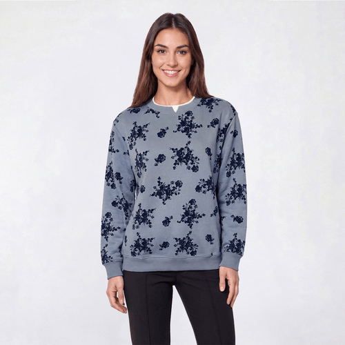 Petite Hasting & Smith Fleece Lined Floral Sweatshirt