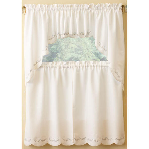Forget Me Not Embroidered Kitchen Curtains - image 