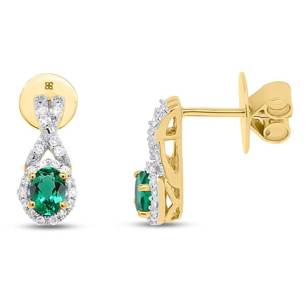 Gemstone Classics(tm) Created Emerald & Lab Grown Diamond Earrings